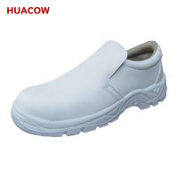 White Leather Safety Toe Work Shoes DS522