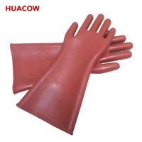 Red 12KV Rubber Insulating Gloves HE212