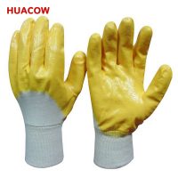 Chemical Resistance Yellow Nitrile Coated Glove HN622