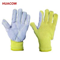 7 G Kevlar/Aramid Line Cut Resistant Gloves with Leather Patch HC422