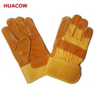 Cow Split Leather Wing Thumb Safety Gloves HD323