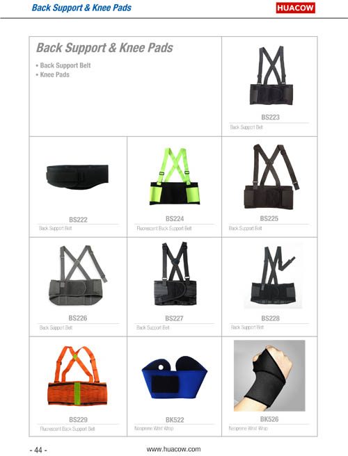 Back Support & Knee Pads - Catalog